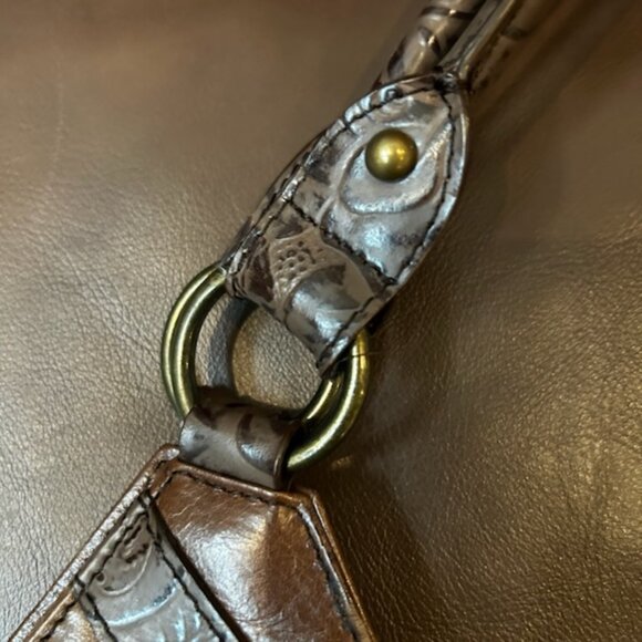 NWOT Charm & Luck Equestrian Style Brown Leather Brass Studded Purse Handbag - Picture 14 of 14